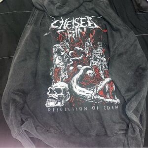 Chelsea grin oversized acid wash Graphic Black Hoodie desolation of Eden nwot